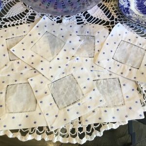 7 Vintage Blue & White Napkins